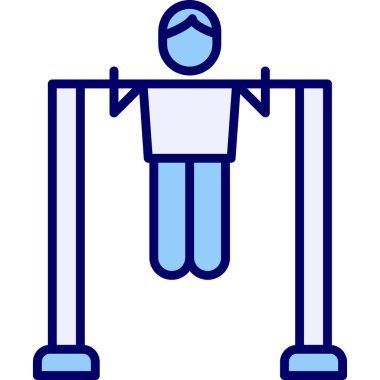 Çubuk Simgesini Aç, Çekme Egzersizi Yapan Kişi. Vektör İllüstrasyonu 