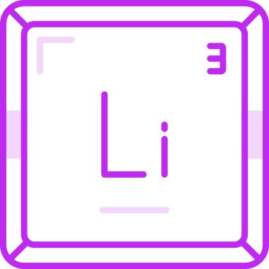 Lityum Li kimyasal element simgesi. Periyodik tablonun kimyasal elementi. Atom numarası ile imzala