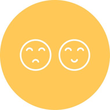 Mutlu ve üzgün yüz ifadeleri. Web basit illüstrasyonu