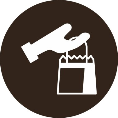 El ele tutuşan alışveriş poşeti vektör çizimi