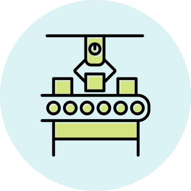 Üretim süreci simgesi, vektör illüstrasyonu basit tasarım