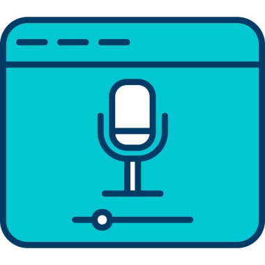 Mikrofon simgesi çevrimiçi kayıt kavramının vektör illüstrasyonu