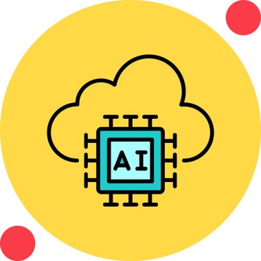 Yapay Zeka simgesi, vektör illüstrasyonu 