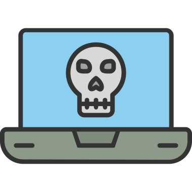 Laptop vektör çiziminde ölü kafatası simgesi