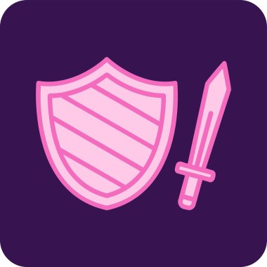 Kılıç ve kalkan ağ simgesi basit tasarım