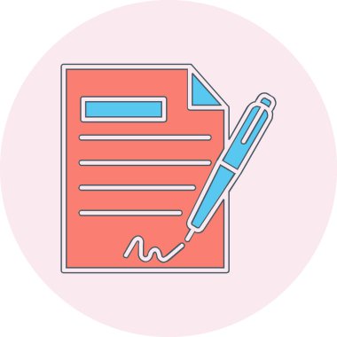 Sözleşme simgesi imzalama, basit vektör illüstrasyonu