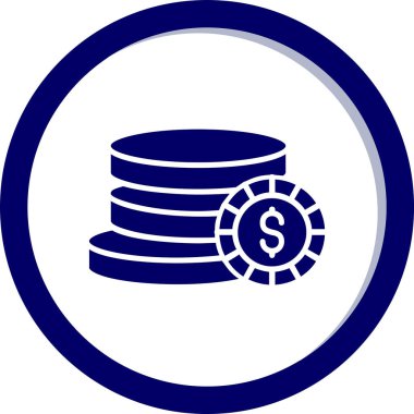 Dolar işareti ağ simgesi olan bozuk para yığını, vektör illüstrasyonu