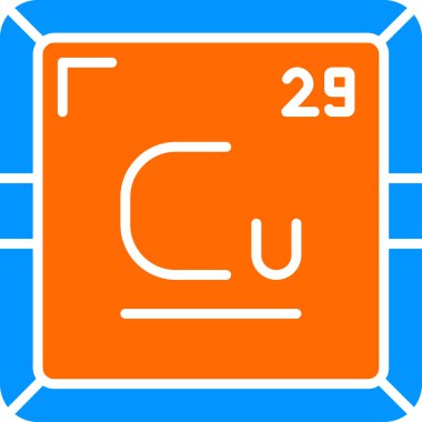 Bakır Cu kimyasal element simgesi. Periyodik tablonun kimyasal elementi. Atom numarası ile imzala 