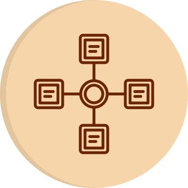 İş diyagramı simgesi. Ağ şeması simgesi. Veritabanı sembolü, vektör illüstrasyonu