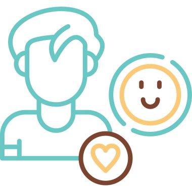 Mutlu emoji simgesine sahip insan avatarı, vektör illüstrasyonu basit tasarım