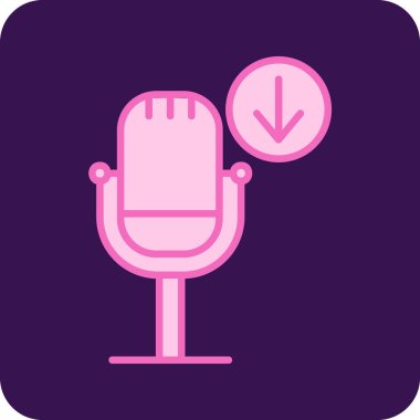 Podcast İndirme. Web simgesi basit illüstrasyon        