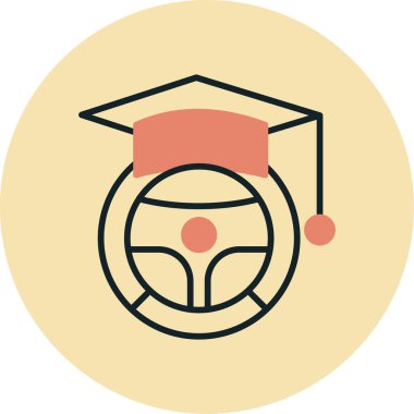 Sürüş Okulu simgesi, vektör illüstrasyonunun yaratıcı logo tasarımı  