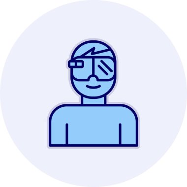 Artırılmış gerçeklik gözlüğü olan adam ikon vektör illüstrasyon tasarımı