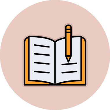 kitap ve kalem ikonu vektör illüstrasyonu