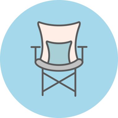Kamp Sandalyesi Web simgesi, vektör illüstrasyonu