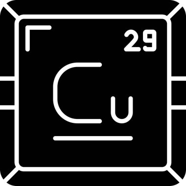Bakır Cu kimyasal element simgesi. Periyodik tablonun kimyasal elementi. Atom numarası ile imzala 