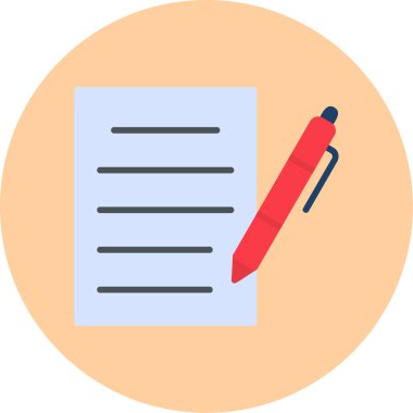 belge ve kalem simgesi düz tasarım