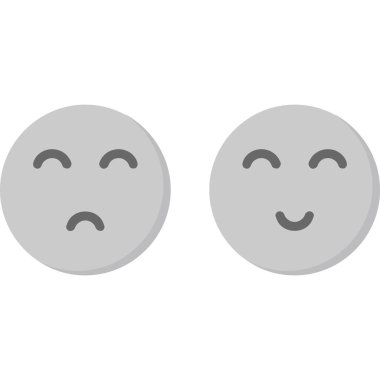 Mutlu ve üzgün yüz ifadeleri. Web basit illüstrasyonu