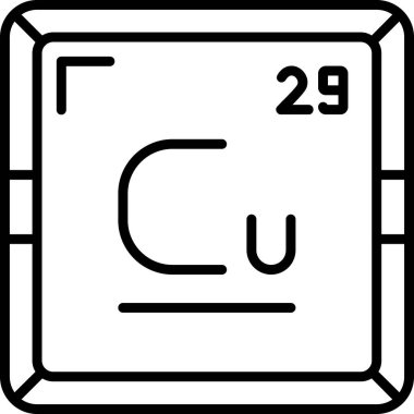 Bakır Cu kimyasal element simgesi. Periyodik tablonun kimyasal elementi. Atom numarası ile imzala 