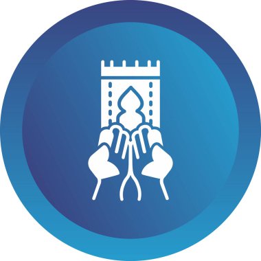 Elleri olan kilise, dua kavramı. Web simgesi basit illüstrasyon