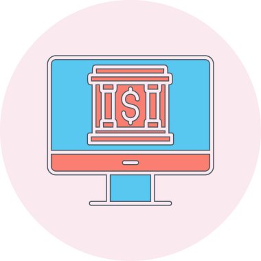Çevrimiçi bankacılık simgesi vektör illüstrasyon grafik tasarımı