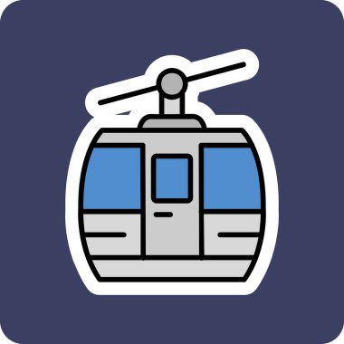 Kablo araba simgesi, vektör illüstrasyonu 