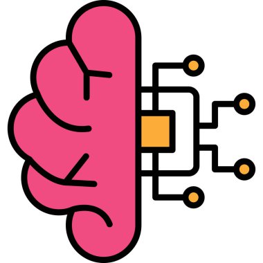 Makine Öğrenme Simgesi, Yapay Zeka düğmesi, vektör illüstrasyonu 