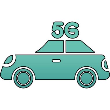 5G sembollü akıllı araba simgesi. Vektör illüstrasyonu