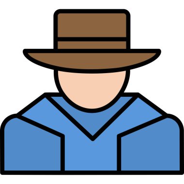 Şapkalı adam. Web simgesi basit illüstrasyon