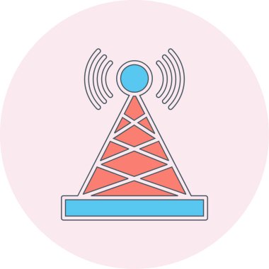 Uydu kulesi işaret çizgisi ağ simgesi, vektör illüstrasyonu