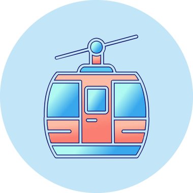 Kablo araba simgesi, vektör illüstrasyonu 