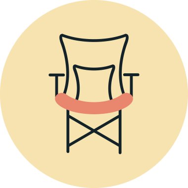 Kamp Sandalyesi Web simgesi, vektör illüstrasyonu