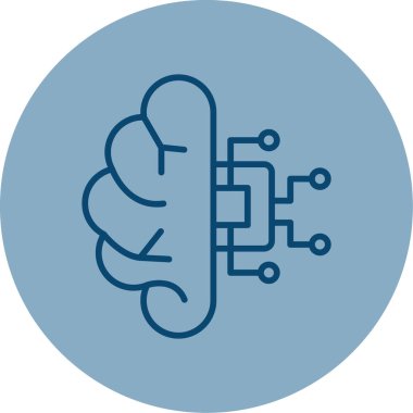 Makine Öğrenme Simgesi, Yapay Zeka düğmesi, vektör illüstrasyonu 