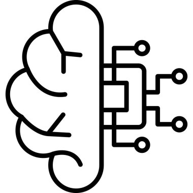 Makine Öğrenme Simgesi, Yapay Zeka düğmesi, vektör illüstrasyonu 