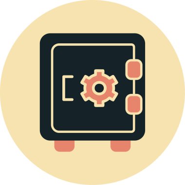 Dolap, güvenli, Vector Line Illustration. İş ve Finans simgesi.