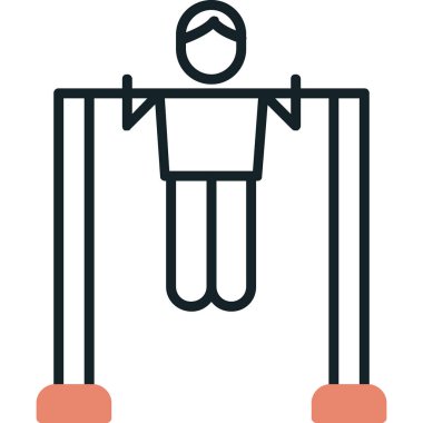 Çubuk Simgesini Aç, Çekme Egzersizi Yapan Kişi. Vektör İllüstrasyonu 