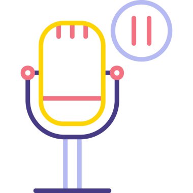 mikrofon, Düğmeyi Duraklat ikon vektör illüstrasyonuName