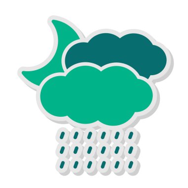 Yağmurlu bir hava. Web simgesi vektör illüstrasyonu 