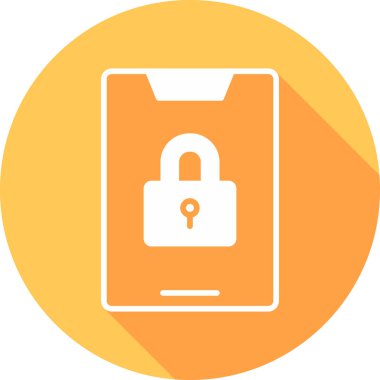 Kilit simgesine sahip akıllı telefon, vektör illüstrasyonu basit tasarım