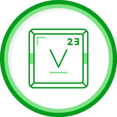 Vanadyum periyodik tablo simgesi. Vanadyum sembolü bilimsel vektör kimyasal element