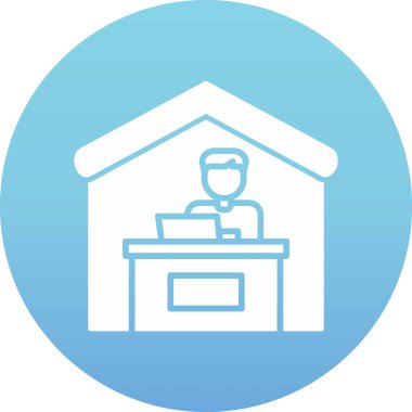 Ev hattı ikonunda çalış. Dışarıdan iş ilanı. Uzaktan ofis çalışanı sembolü. Kalite tasarım elemanı. Satır biçimi ev simgesi