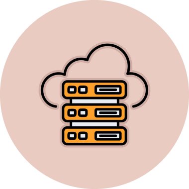 Bulut Sunucusu simgesi, vektör illüstrasyonu basit tasarım