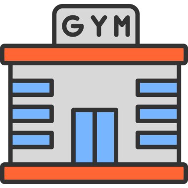 Spor salonu. Web simgesi basit illüstrasyon