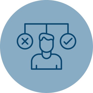 bir karar simgesi, vektör illüstrasyonu yapan kişi  