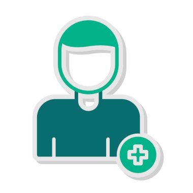 Tıbbi haç simgesi olan adam, vektör illüstrasyonu 