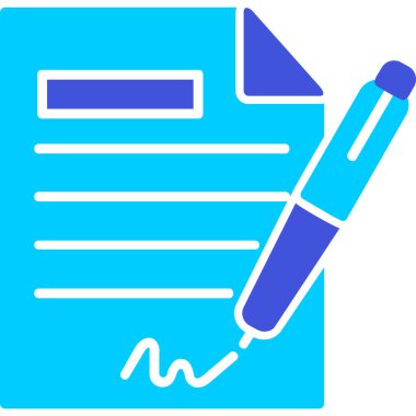 Sözleşme simgesi imzalama, basit vektör illüstrasyonu