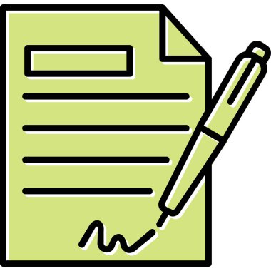 Sözleşme simgesi imzalama, basit vektör illüstrasyonu