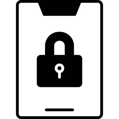 Kilit simgesine sahip akıllı telefon, vektör illüstrasyonu basit tasarım