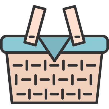 piknik sepeti simge vektör çizim