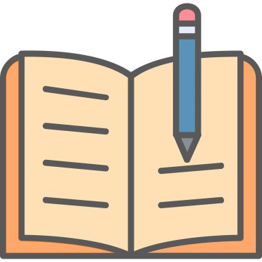 kitap ve kalem ikonu vektör illüstrasyonu